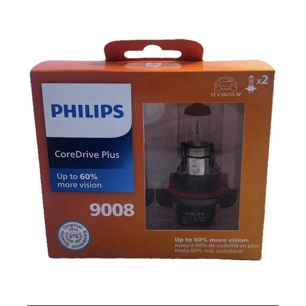 Philips 9008 CoreDrive Plus HB5 Headlight Bulbs 2 Pack 12V 60/55W New